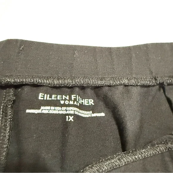 Eileen Fisher Pants Womens 1X Black Cotton Spandex Pull On Crop Stretchy - Picture 4 of 8